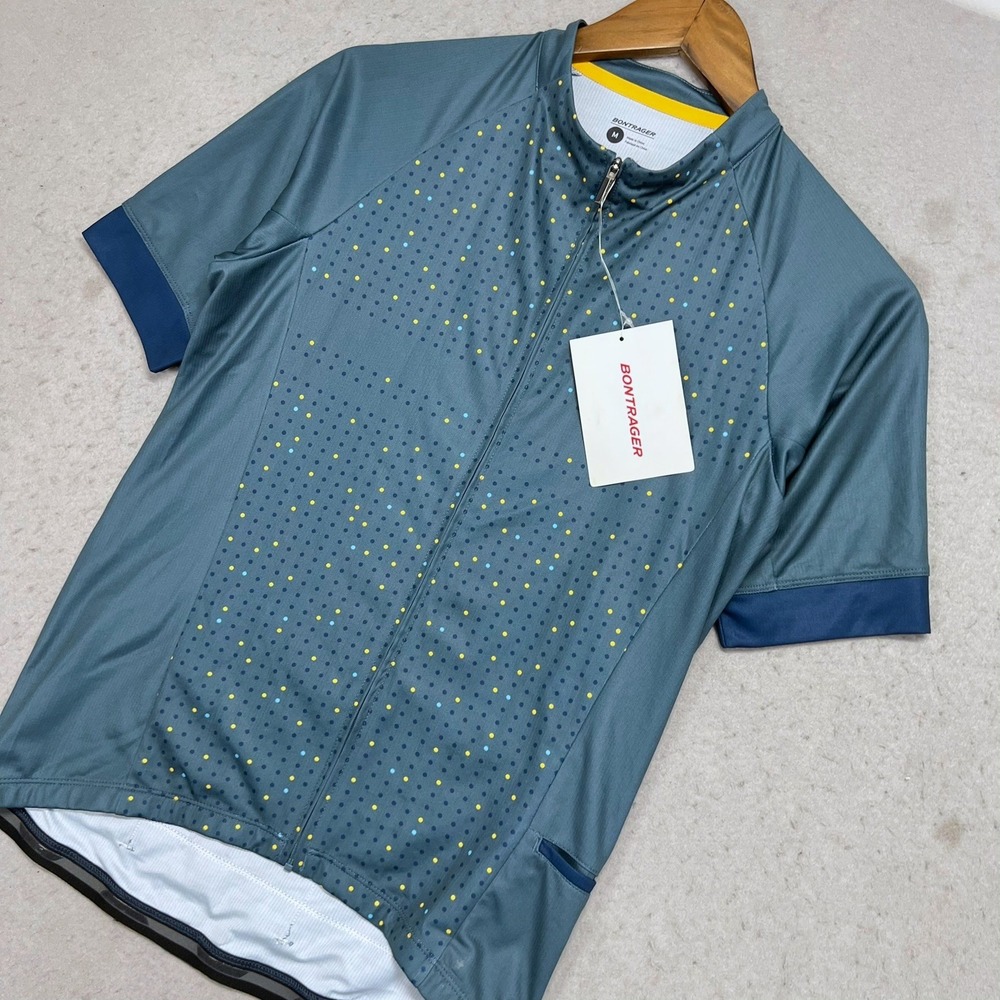 NEW Bontrager Mens Circuit LTD Cycling Jersey Blue Green Dot Pattern Lightweight